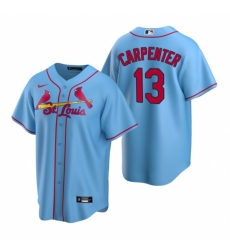 Men's Nike St. Louis Cardinals #13 Matt Carpenter Light Blue Alternate Stitched Baseball Jersey
