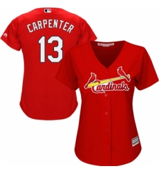 Women's Majestic St. Louis Cardinals #13 Matt Carpenter Replica Red Alternate Cool Base MLB Jersey