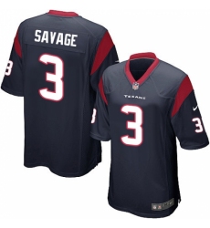 Men's Nike Houston Texans #3 Tom Savage Game Navy Blue Team Color NFL Jersey