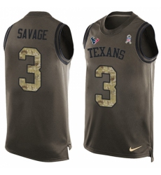 Men's Nike Houston Texans #3 Tom Savage Limited Green Salute to Service Tank Top NFL Jersey