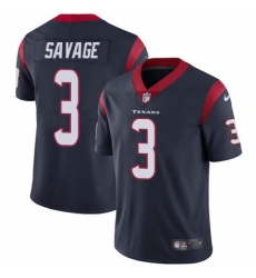 Men's Nike Houston Texans #3 Tom Savage Limited Navy Blue Team Color Vapor Untouchable NFL Jersey