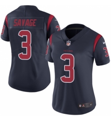 Women's Nike Houston Texans #3 Tom Savage Elite Navy Blue Rush Vapor Untouchable NFL Jersey
