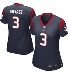 Women's Nike Houston Texans #3 Tom Savage Game Navy Blue Team Color NFL Jersey