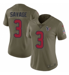 Women's Nike Houston Texans #3 Tom Savage Limited Olive 2017 Salute to Service NFL Jersey