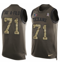 Men's Nike Houston Texans #71 Xavier Su'a-Filo Limited Green Salute to Service Tank Top NFL Jersey