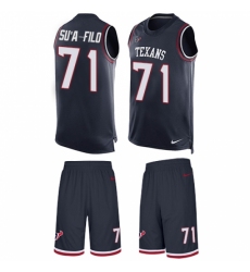 Men's Nike Houston Texans #71 Xavier Su'a-Filo Limited Navy Blue Tank Top Suit NFL Jersey