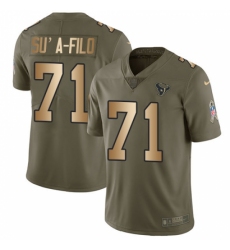 Men's Nike Houston Texans #71 Xavier Su'a-Filo Limited Olive/Gold 2017 Salute to Service NFL Jersey