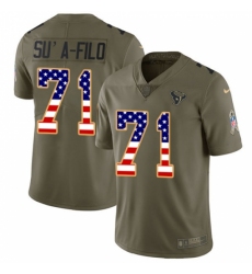 Men's Nike Houston Texans #71 Xavier Su'a-Filo Limited Olive/USA Flag 2017 Salute to Service NFL Jersey