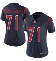 Women's Nike Houston Texans #71 Xavier Su'a-Filo Elite Navy Blue Rush Vapor Untouchable NFL Jersey