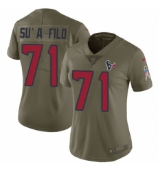 Women's Nike Houston Texans #71 Xavier Su'a-Filo Limited Olive 2017 Salute to Service NFL Jersey