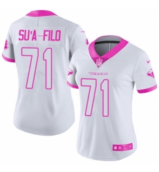 Women's Nike Houston Texans #71 Xavier Su'a-Filo Limited White/Pink Rush Fashion NFL Jersey