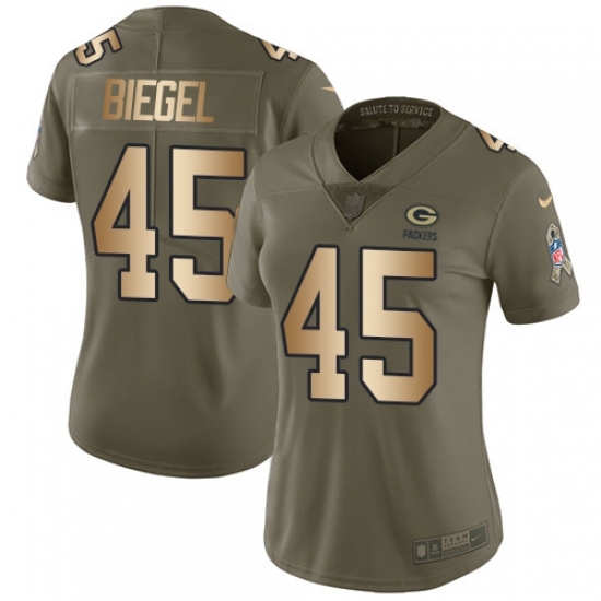 Women's Nike Green Bay Packers #45 Vince Biegel Limited Olive/Gold 2017 Salute to Service NFL Jersey Women's Nike Green Bay Packers #45 Vince Biegel Limited Olive/Gold 2017 Salute to Service NFL Jersey