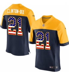 Men's Nike Green Bay Packers #21 Ha Clinton-Dix Elite Navy Blue Alternate USA Flag Fashion NFL Jersey
