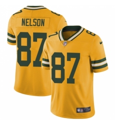 Men's Nike Green Bay Packers #87 Jordy Nelson Elite Gold Rush Vapor Untouchable NFL Jersey