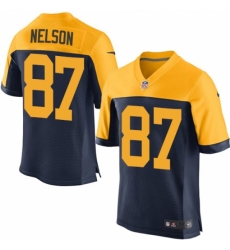 Men's Nike Green Bay Packers #87 Jordy Nelson Elite Navy Blue Alternate NFL Jersey