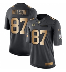Men's Nike Green Bay Packers #87 Jordy Nelson Limited Black/Gold Salute to Service NFL Jersey