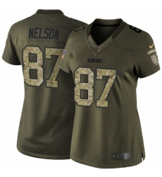 Women's Nike Green Bay Packers #87 Jordy Nelson Elite Green Salute to Service NFL Jersey
