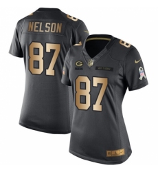 Women's Nike Green Bay Packers #87 Jordy Nelson Limited Black/Gold Salute to Service NFL Jersey