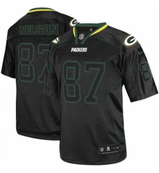 Youth Nike Green Bay Packers #87 Jordy Nelson Elite Lights Out Black NFL Jersey