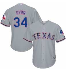 Men's Majestic Texas Rangers #34 Nolan Ryan Replica Grey Road Cool Base MLB Jersey