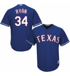 Men's Majestic Texas Rangers #34 Nolan Ryan Replica Royal Blue Alternate 2 Cool Base MLB Jersey