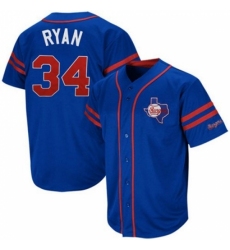 Men's Mitchell and Ness Texas Rangers #34 Nolan Ryan Replica Blue Throwback MLB Jersey