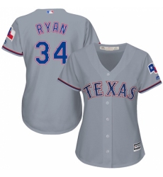 Women's Majestic Texas Rangers #34 Nolan Ryan Authentic Grey Road Cool Base MLB Jersey