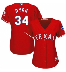 Women's Majestic Texas Rangers #34 Nolan Ryan Authentic Red Alternate Cool Base MLB Jersey