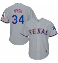 Youth Majestic Texas Rangers #34 Nolan Ryan Replica Grey Road Cool Base MLB Jersey