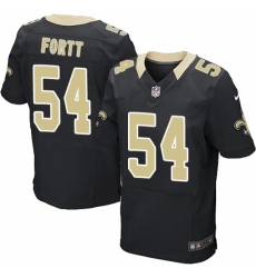 Men's Nike New Orleans Saints #54 Khairi Fortt Elite Black Team Color NFL Jersey