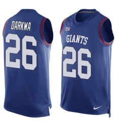 Men's Nike New York Giants #26 Orleans Darkwa Limited Royal Blue Player Name & Number Tank Top NFL Jersey