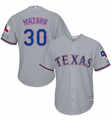 Youth Majestic Texas Rangers #30 Nomar Mazara Authentic Grey Road Cool Base MLB Jersey