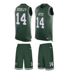 Men's Nike New York Jets #14 Jeremy Kerley Limited Green Tank Top Suit NFL Jersey