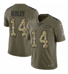 Men's Nike New York Jets #14 Jeremy Kerley Limited Olive/Camo 2017 Salute to Service NFL Jersey
