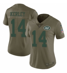 Women's Nike New York Jets #14 Jeremy Kerley Limited Olive 2017 Salute to Service NFL Jersey