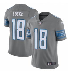 Men's Nike Detroit Lions #18 Jeff Locke Limited Steel Rush Vapor Untouchable NFL Jersey