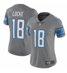 Women's Nike Detroit Lions #18 Jeff Locke Limited Steel Rush Vapor Untouchable NFL Jersey