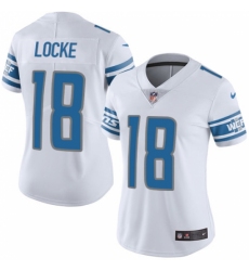 Women's Nike Detroit Lions #18 Jeff Locke White Vapor Untouchable Limited Player NFL Jersey
