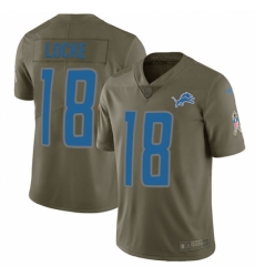 Youth Nike Detroit Lions #18 Jeff Locke Limited Olive 2017 Salute to Service NFL Jersey