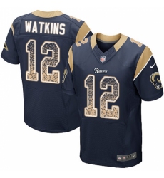 Men's Nike Los Angeles Rams #12 Sammy Watkins Elite Navy Blue Home Drift Fashion NFL Jersey