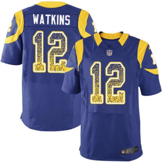 Men's Nike Los Angeles Rams #12 Sammy Watkins Elite Royal Blue Alternate Drift Fashion NFL Jersey Men's Nike Los Angeles Rams #12 Sammy Watkins Elite Royal Blue Alternate Drift Fashion NFL Jersey