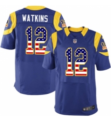 Men's Nike Los Angeles Rams #12 Sammy Watkins Elite Royal Blue Alternate USA Flag Fashion NFL Jersey