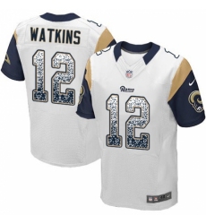 Men's Nike Los Angeles Rams #12 Sammy Watkins Elite White Road Drift Fashion NFL Jersey