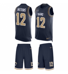 Men's Nike Los Angeles Rams #12 Sammy Watkins Limited Navy Blue Tank Top Suit NFL Jersey