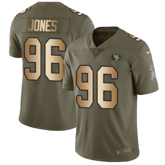 Youth Nike San Francisco 49ers #96 Datone Jones Limited Olive/Gold 2017 Salute to Service NFL Jersey Youth Nike San Francisco 49ers #96 Datone Jones Limited Olive/Gold 2017 Salute to Service NFL Jersey