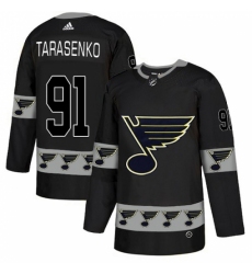 Men's Adidas St. Louis Blues #91 Vladimir Tarasenko Authentic Black Team Logo Fashion NHL Jersey