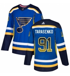 Men's Adidas St. Louis Blues #91 Vladimir Tarasenko Authentic Blue Drift Fashion NHL Jersey