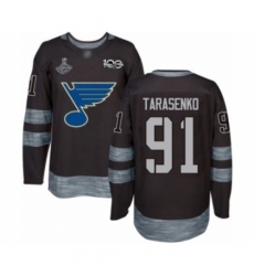 Men's St. Louis Blues #91 Vladimir Tarasenko Authentic Black 1917-2017 100th Anniversary 2019 Stanley Cup Champions Hockey Jersey