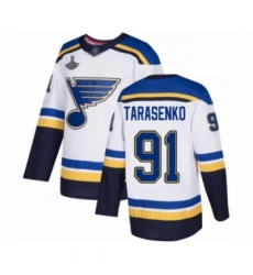Men's St. Louis Blues #91 Vladimir Tarasenko Authentic White Away 2019 Stanley Cup Champions Hockey Jersey