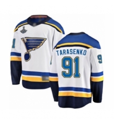 Men's St. Louis Blues #91 Vladimir Tarasenko Fanatics Branded White Away Breakaway 2019 Stanley Cup Champions Hockey Jersey